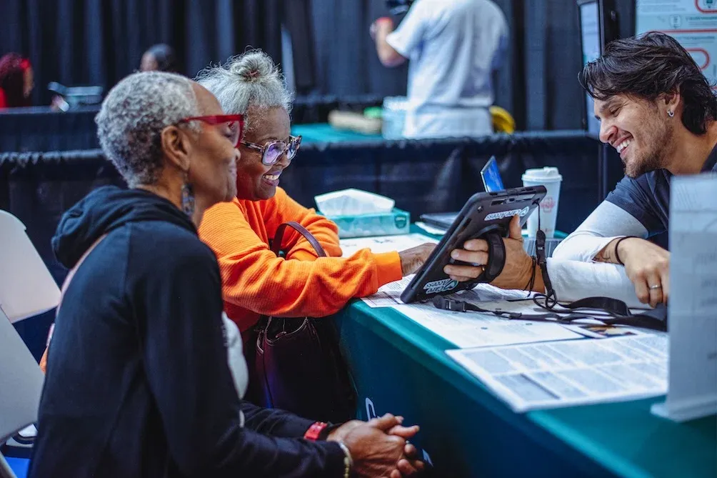 Nurse showing the patient results.
